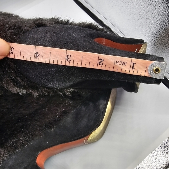 Sam Edelman Shalin Black Suede Fur Boots Size 7.5 - Picture 6 of 14